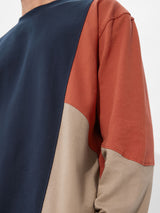 Men's Multicolor Colorblocked Round Neck Oversized Full Sleeve Tshirt