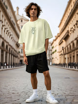 Men's Off White Round Neck Oversized Tshirt