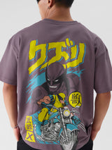 Men's Purple Casual Printed Oversized Fit Half Sleeves Tshirt