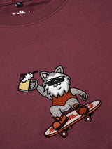 Men's Maroon Round Neck Oversized Tshirt