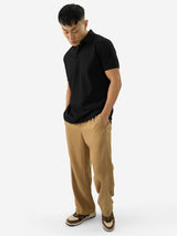 Men's Black Casual Solid Regular Fit Half Sleeves Polo Tshirt