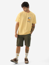 Men's Yellow Casual Printed Oversized Fit Half Sleeves Tshirt