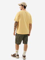 Men's Yellow Casual Printed Oversized Fit Half Sleeves Tshirt