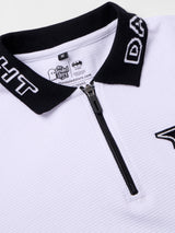 Men's White Zipper Polo Tshirt