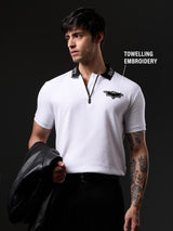 Men's White Zipper Polo Tshirt