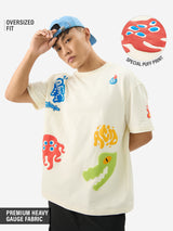 Men's White Round Neck Oversized Tshirt