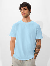 Men's Blue Solid Round Neck Tshirt