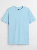 Men's Blue Solid Round Neck Tshirt