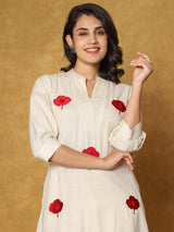 Women's White Printed A-Line Kurta Palazzos  Set