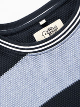 Men's Blue Casual Striped Oversized Fit Half Sleeves Tshirt