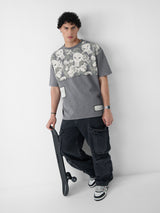 Men's Grey Round Neck Oversized Tshirt