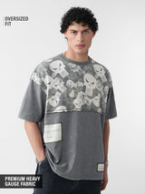 Men's Grey Round Neck Oversized Tshirt