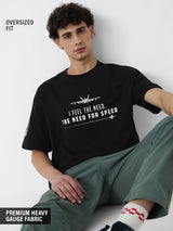 Men's Black Round Neck Oversized Tshirt