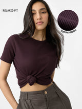 Women's Brown Casual Regular Fit Solid Half Sleeves Tshirt