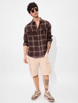 Men's Brown Casual Checkered Regular Fit Full Sleeves Shirt