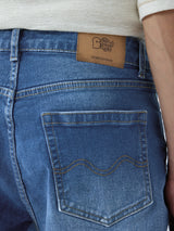 Men's Blue Solid Denim Shorts