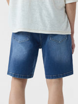 Men's Blue Solid Denim Shorts