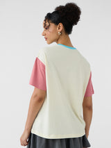 Women's Beige Casual Oversized Fit Printed Half Sleeves Tshirt