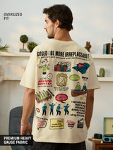 Men's Beige Round Neck Oversized Tshirt