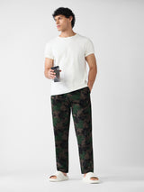 Men's Black Printed Pajamas
