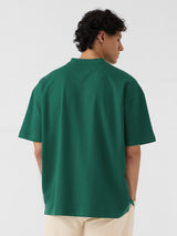 Men's Green Solid V-Neck Oversized Tshirt
