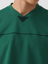 Men's Green Solid V-Neck Oversized Tshirt