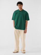 Men's Green Solid V-Neck Oversized Tshirt