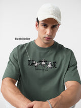 Men's Green Round Neck Oversized Tshirt