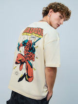 Men's Off White Round Neck Oversized Tshirt
