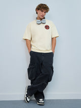 Men's Off White Round Neck Oversized Tshirt