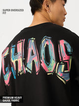 Men's Black Round Neck Super Oversized Tshirt