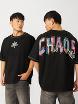 Men's Black Round Neck Super Oversized Tshirt