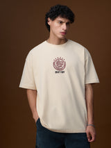 Men's Off White Round Neck Oversized Tshirt