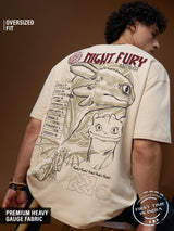 Men's Off White Round Neck Oversized Tshirt