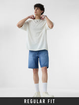 Men's Blue Solid Denim Shorts