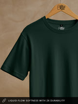 Men's Green Solid Round Neck Supima Tshirt