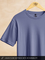 Men's Blue Solid Round Neck Supima Tshirt