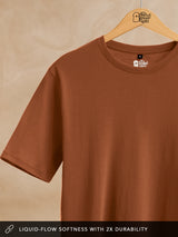 Men's Brown Solid Round Neck Supima Tshirt