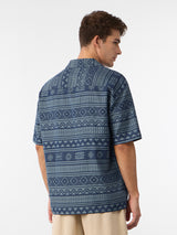 Men's Blue Printed Oversized Shirt
