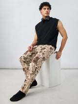 Men's Beige Printed Regular Fit Pajamas