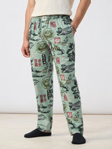 Men's Green Printed Pajamas