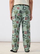 Men's Green Printed Pajamas