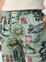 Men's Green Printed Pajamas