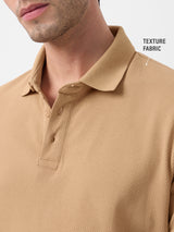 Men's Beige Solid Polo Tshirt