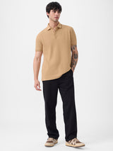 Men's Beige Solid Polo Tshirt