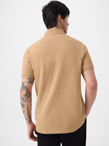 Men's Beige Solid Polo Tshirt