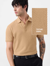 Men's Beige Solid Polo Tshirt