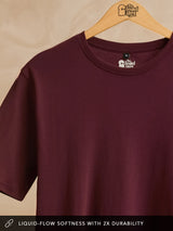 Men's Maroon Solid Round Neck Supima Tshirt