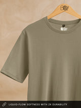 Men's Green Solid Round Neck Supima Tshirt