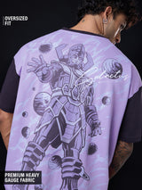 Men's Purple Round Neck Oversized Tshirt